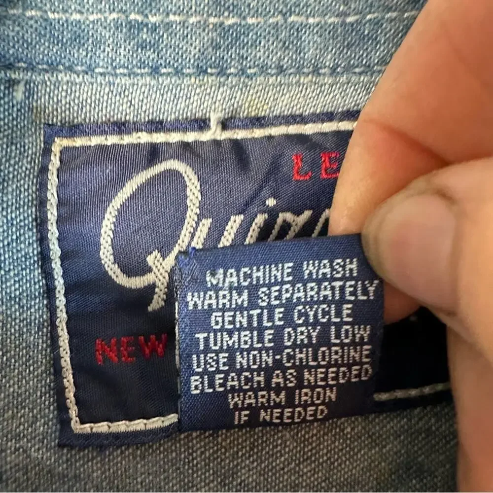 Lets Quizz Again vintage Women embroidered Noahs art denim button up cottagecore - Picture 8 of 11